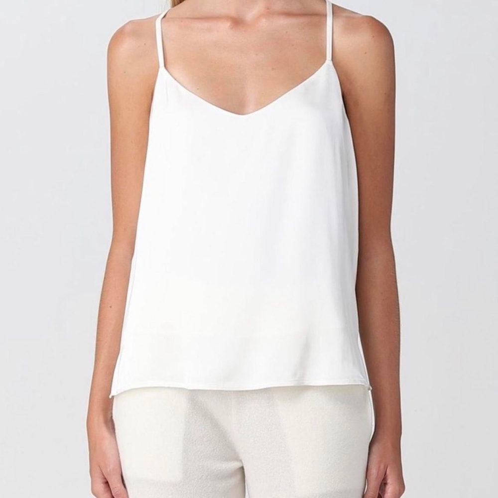 LOFT Women's White Chiffon Camisole White V-neck Size L